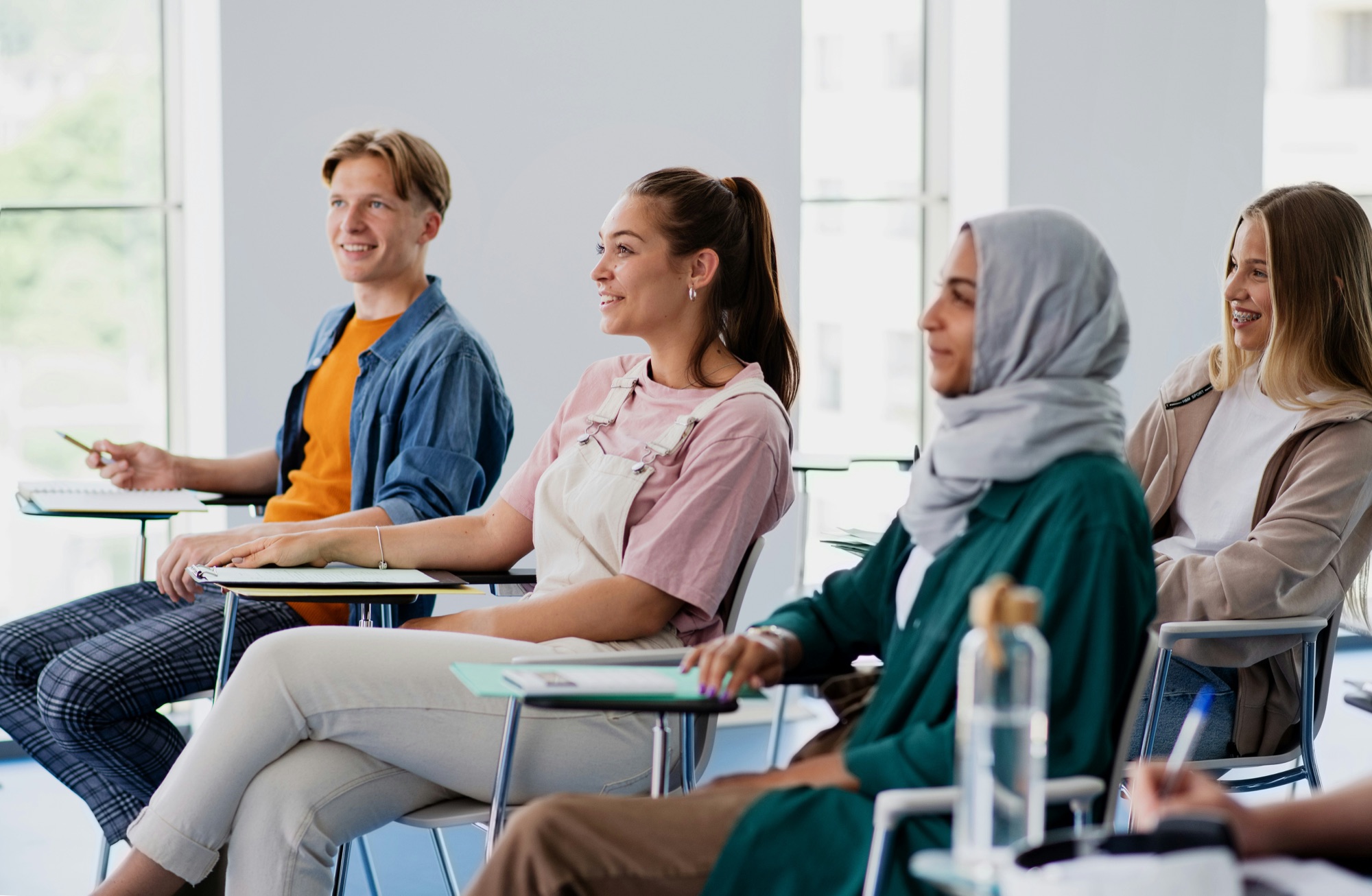 Healthcare workers in a training or team discussion setting
